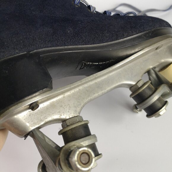 Vintage Suede Roller Skate Boots Navy Blue Dominion Women's Size 6 1980's - Picture 9 of 12